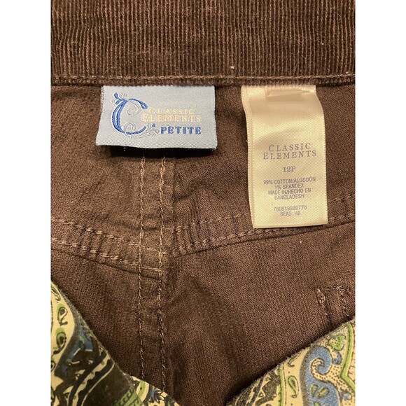 Classic Elements Womens Petite Dark Brown Corduroy Pants Size 12P - Picture 2 of 5